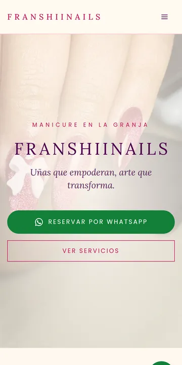 Página de FranshiiNails vista en celular